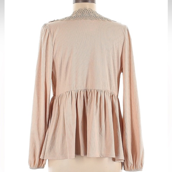 Torrid Smoke Super Soft Rib V-Neck Lace Trim Tie Front Long Sleeve Top Size M 00 - Picture 5 of 9